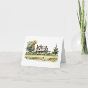 Old Farm House with Picket Fence Blank Greeting  Card