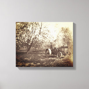 Old Farm Tractor Antique Photo Canvas Print