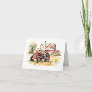 Old Farm Tractor with Old Farm House 2 BLANK Card