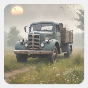 Old Farm Truck Square Sticker
