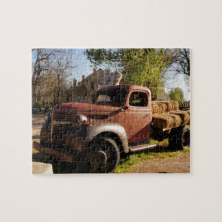 Old farm truck with hay bales jigsaw puzzle