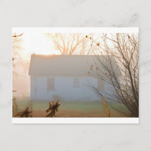 Old Farmhouse in Fog at Sunrise Postcard