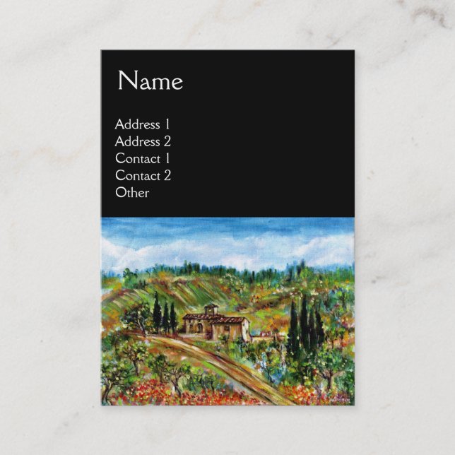 OLD FARMHOUSE IN TUSCANY,black Business Card (Front)