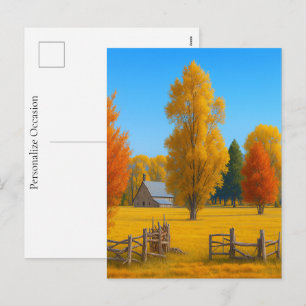 Old Farmstead Colourful Autumns Wend Timeless Art  Holiday Postcard