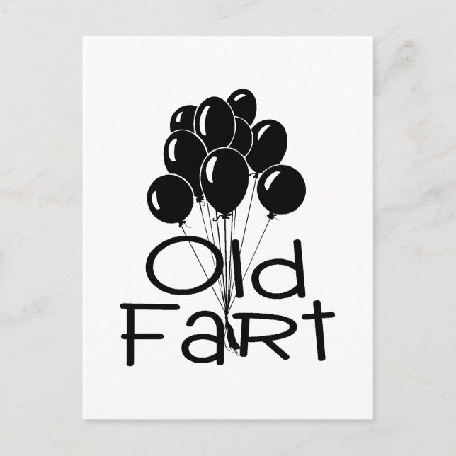 Old Fart Black Balloons Postcard (Front)
