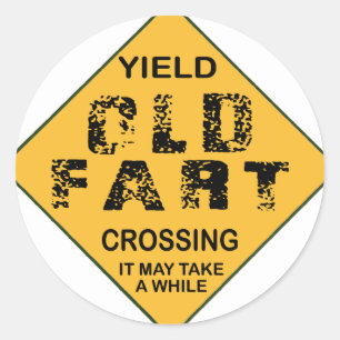 Old Fart Crossing Classic Round Sticker