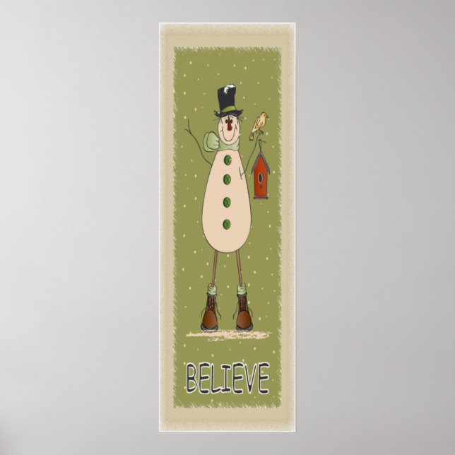 Old Fashion Believe Snowman Poster (Front)
