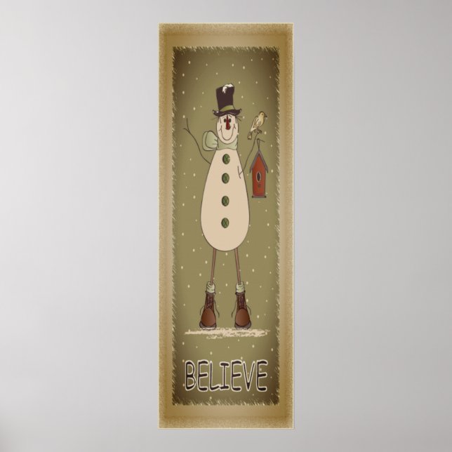Old Fashion Believe Snowman Poster (Front)