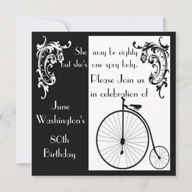 Old Fashion Bike Birthday Invitation (Front)