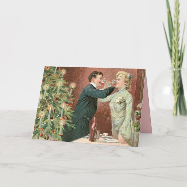 Old Fashion Christmas Cards Vintage Couple (Front)