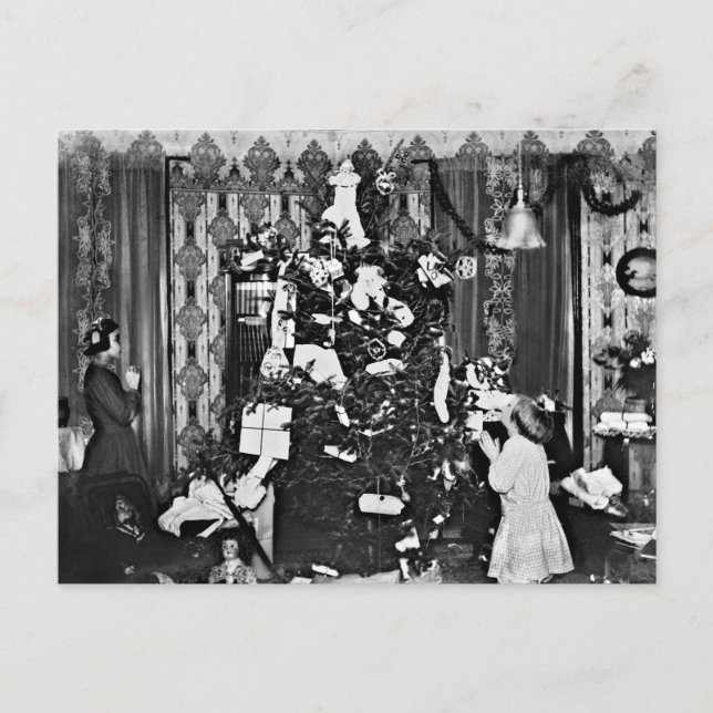 Old Fashion Christmas Holiday Postcard (Front)