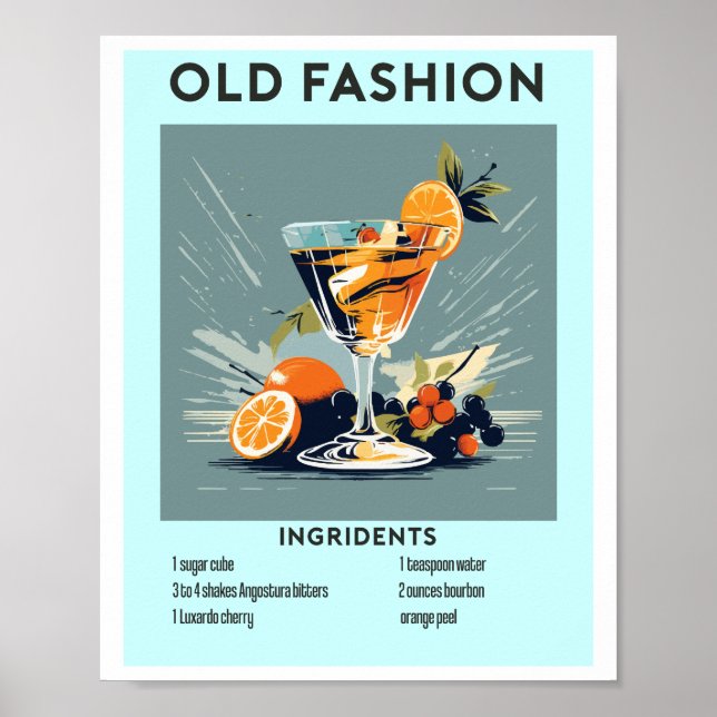 Old Fashion Cocktail Bar Wall Art (Front)