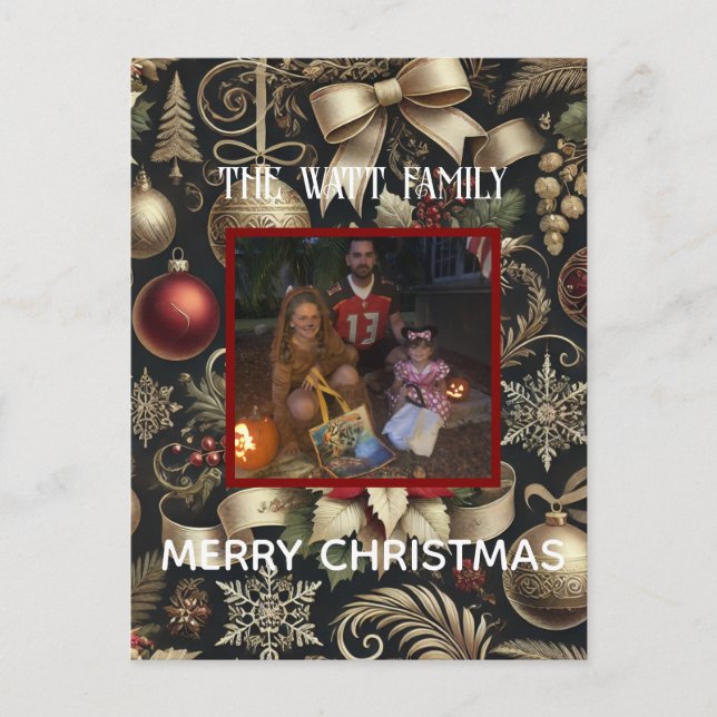 Old Fashion Custom Photo Holiday Postcard (Front)