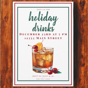 Old Fashion Drink Christmas Holiday Party Drinks Invitation