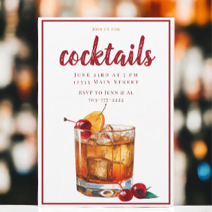 Old Fashion Drink Cocktail Party Invitation