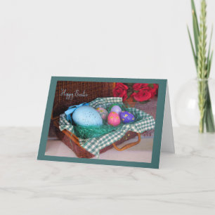 Old Fashion Easter Basket Card with Colourful Eggs