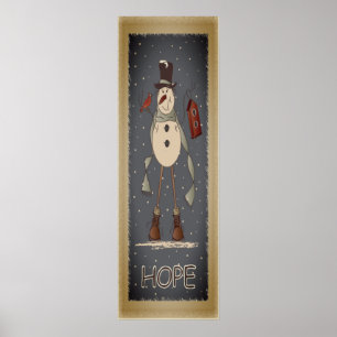 Old Fashion Hope Snowman Christmas Poster