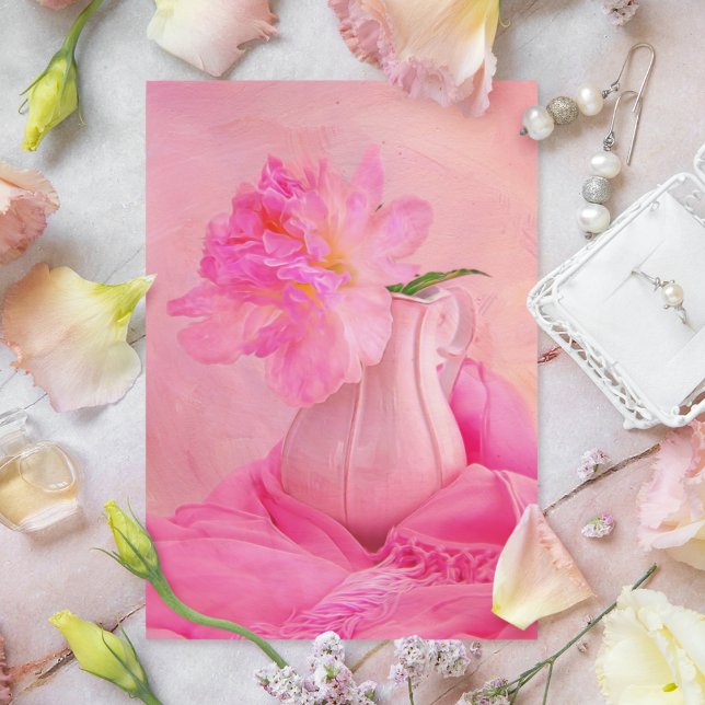 Old Fashion Pink Peony Postcard (Enhance your space with this charming 'Sarah Bernhardt' peony, blending vintage elegance.)