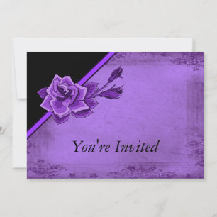 Old Fashion Purple Rose Floral Invitation
