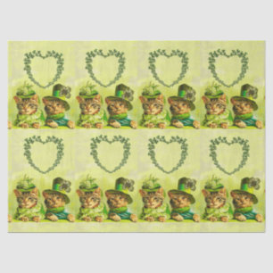 OLD FASHION ST.PATRICK'S DAY CATS HEART MONOGRAM TISSUE PAPER