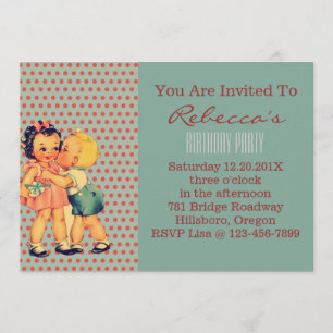 Old Fashion Valentine  retro kids birthday party Invitation