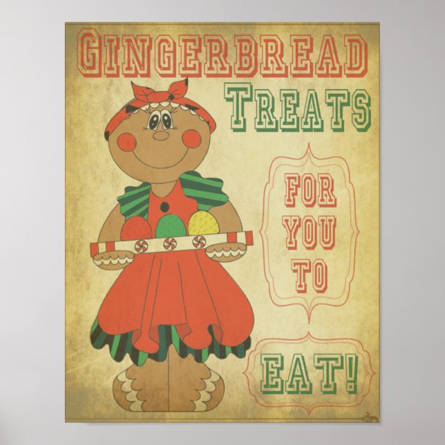 Old Fashion Vintage Gingerbread Girl Poster (Front)