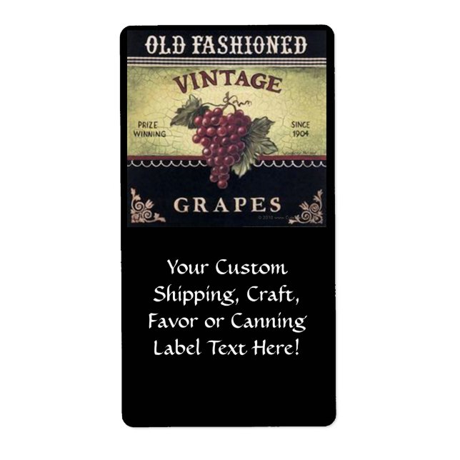 Old Fashion Vintage Grapes, Purple and Black Wine (Front)