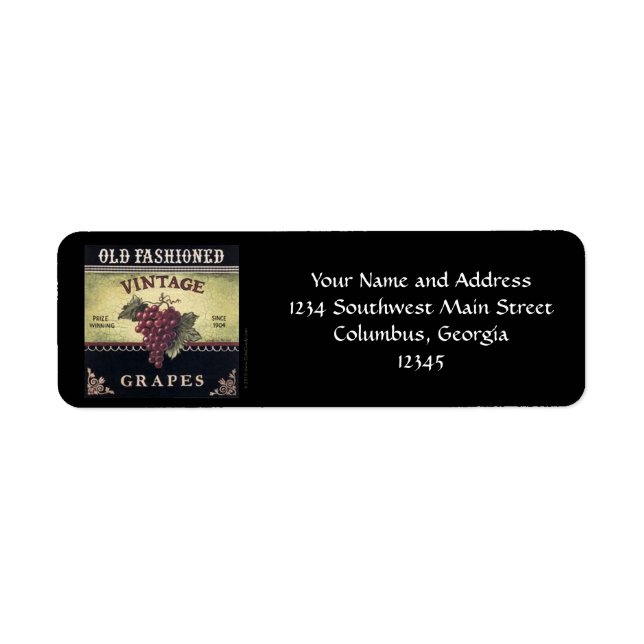 Old Fashion Vintage Grapes, Purple and Black Wine (Front)