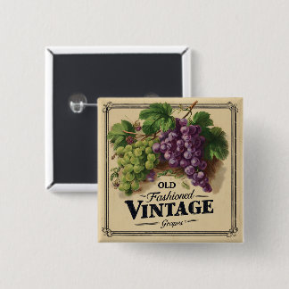 Old Fashion Vintage Grapes, Purple and Black Wine 15 Cm Square Badge