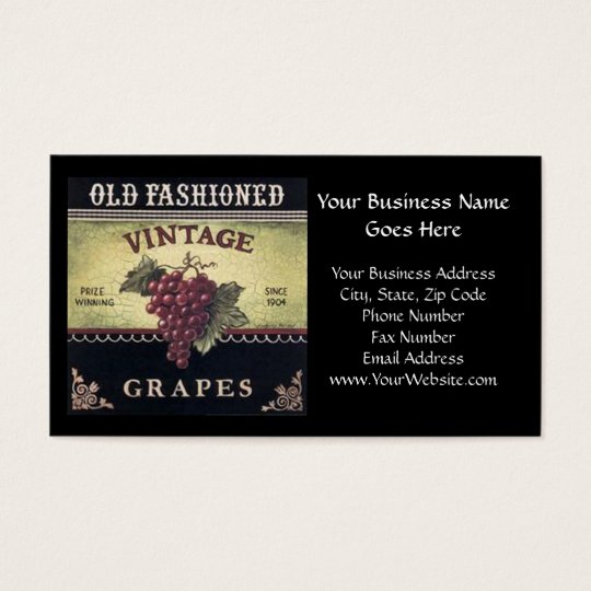 Old Fashion Vintage Grapes, Purple and Black Wine Business Card