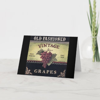 Old Fashion Vintage Grapes, Purple and Black Wine Card