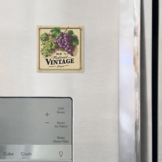 Old Fashion Vintage Grapes, Purple and Black Wine Magnet