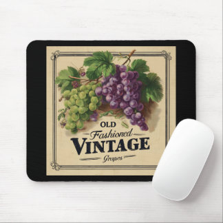 Old Fashion Vintage Grapes, Purple and Black Wine Mouse Mat