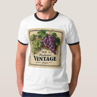 Old Fashion Vintage Grapes, Purple and Black Wine T-Shirt