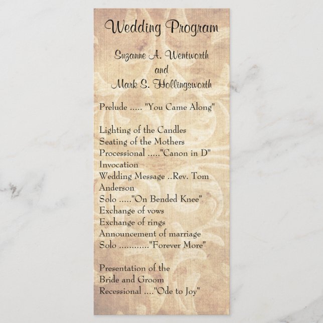 Old Fashion Wedding Programs Programme (Front)