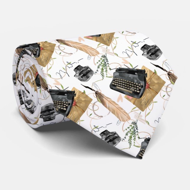 old fashion writing pattern tiled  tie (Rolled)