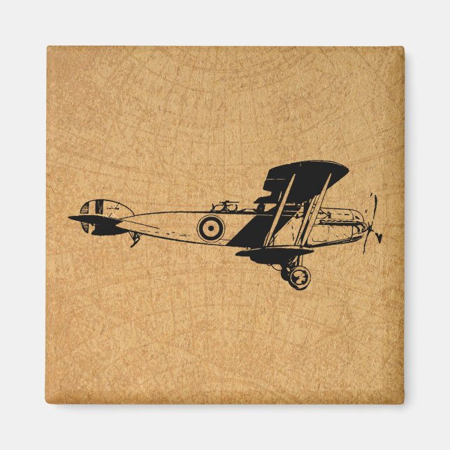 Old Fashioned Aeroplane Art Vintage Plane Magnet (Front)