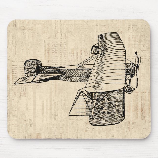 Old Fashioned Aeroplane Mouse Mat (Front)