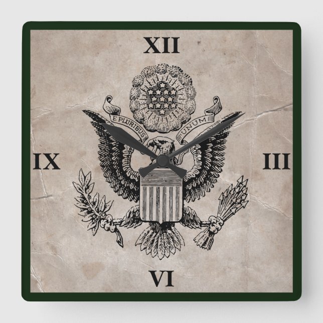 Old Fashioned American Coat of Arms Clock (Front)