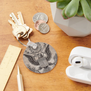 Old Fashioned American Coat of Arms Key Ring