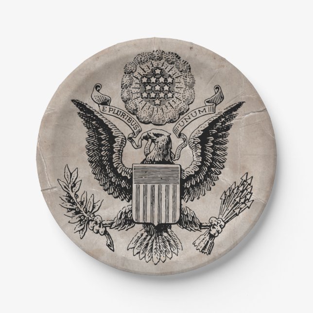 Old Fashioned American Coat of Arms Paper Plate (Front)