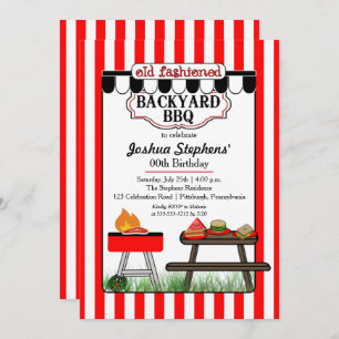 Old Fashioned Backyard BBQ Birthday Party Invitation