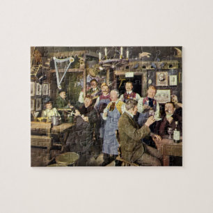 Old Fashioned Bar with People Celebrating, a Party Jigsaw Puzzle