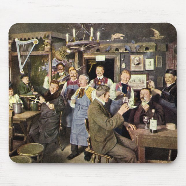 Old Fashioned Bar with People Celebrating, a Party Mouse Mat (Front)