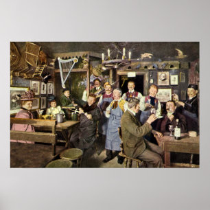 Old Fashioned Bar with People Celebrating, a Party Poster