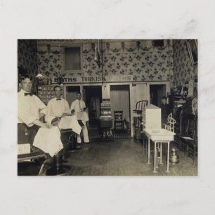 Old-Fashioned Barbershop 1912 Vintage Postcard
