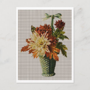 Old-fashioned Basket of Flowers Postcard