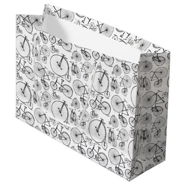 Old Fashioned Bicycles CUSTOM BACKGROUND COLOR Large Gift Bag (Front Angled)