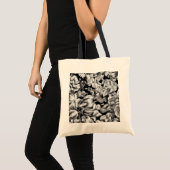 Old Fashioned Black and White Floral Tote Bag (Front (Product))