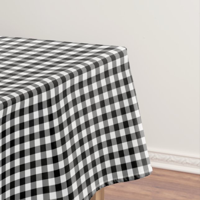 Old Fashioned Black and White Gingham Tablecloth (In Situ)
